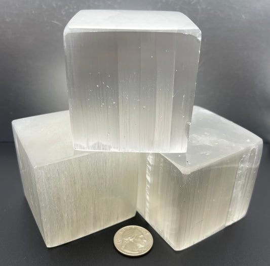 Satin Spar Gypsum "Selenite" Cube
